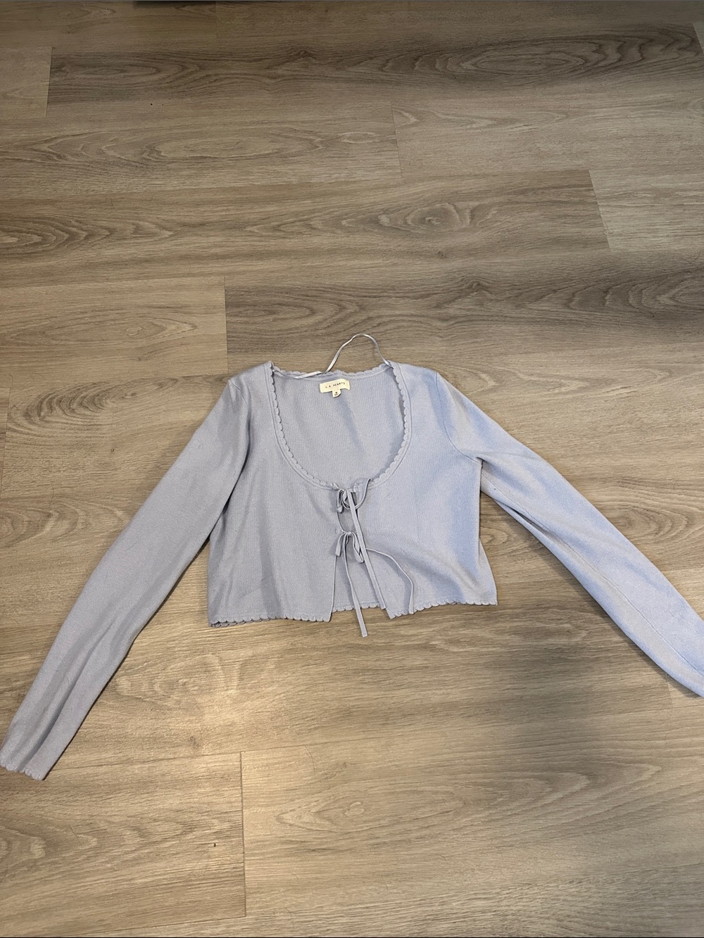 La Hearts Light Lavender Tie-Front Scoop Crop Top